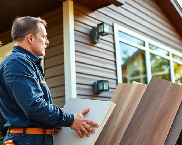 Siding contractor performing quality siding installation or inspection on a home exterior for reliable service.