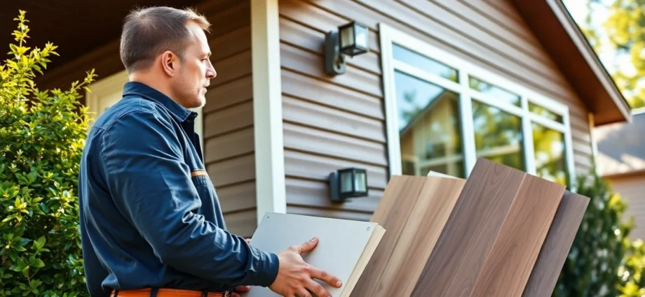 Siding contractor performing quality siding installation or inspection on a home exterior for reliable service.