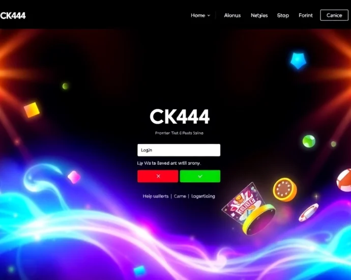 Engaging scene of a user quickly logging into ck444 login portal with vibrant casino visuals in the background, emphasizing fast access and secure gaming.