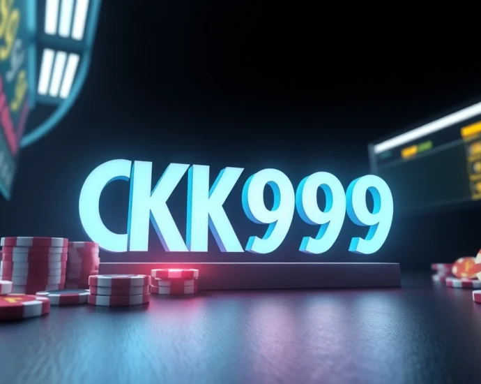 CK999 online casino branding with vibrant neon casino chips, crypto symbols, and sports betting graphics highlighting digital gaming action.