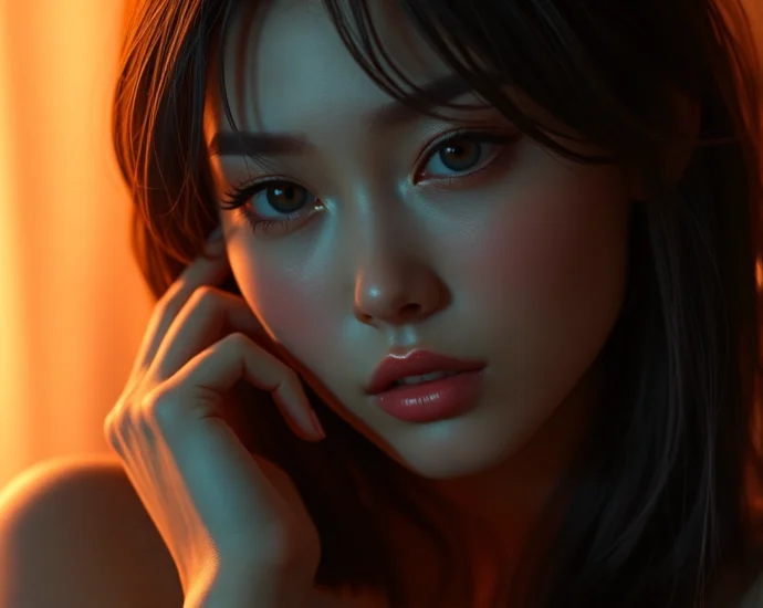 Stunning NSFW AI-generated scene capturing a realistic and expressive adult portrait with warm lighting and detailed textures for immersive visual storytelling.