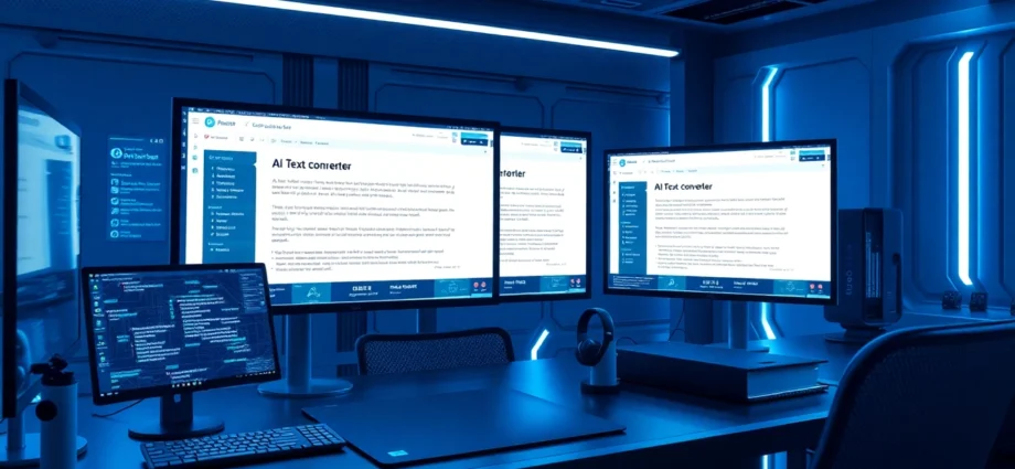 Professional showing AI text converter tools to improve content authenticity and passing AI