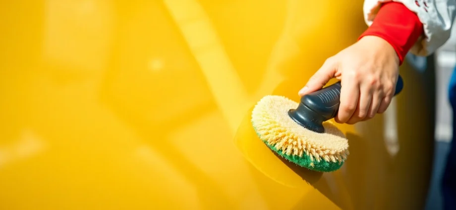 Professional applying Wohnmobil Politursiegelung to enhance gloss and protection on a gelcoat